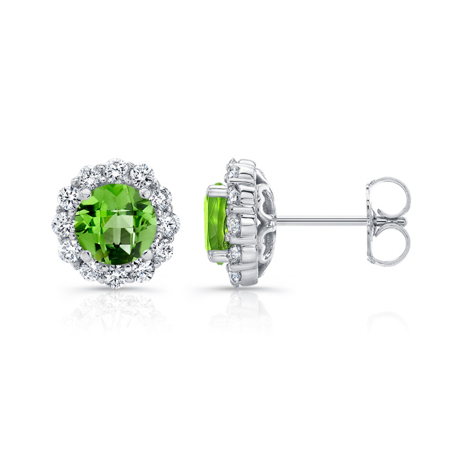 1 Carat Peridot Halo Studs Image 2