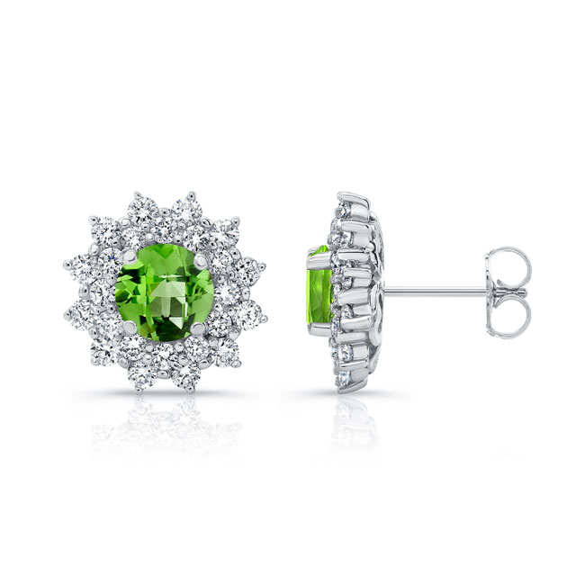 1.00ct. Double Halo Peridot Studs Image 2