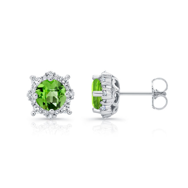 1.00ct. Unique Halo Peridot Studs Image 2