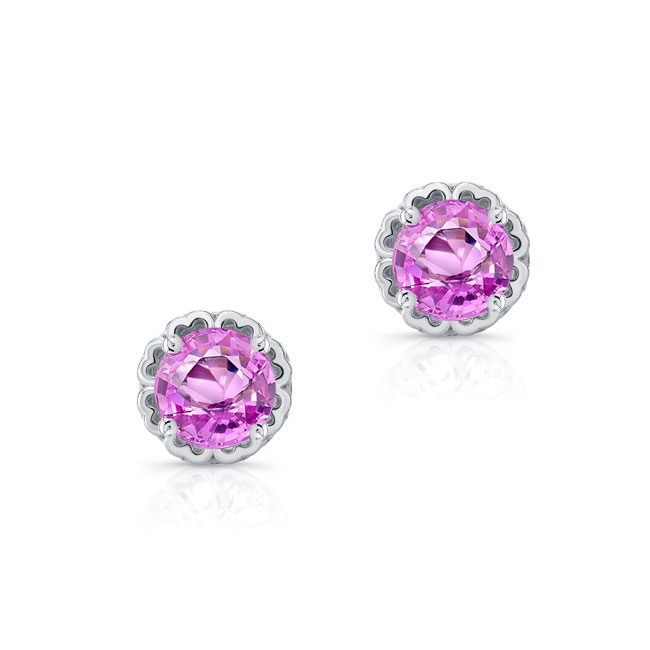 Unique 1 Carat Pink Sapphire Studs