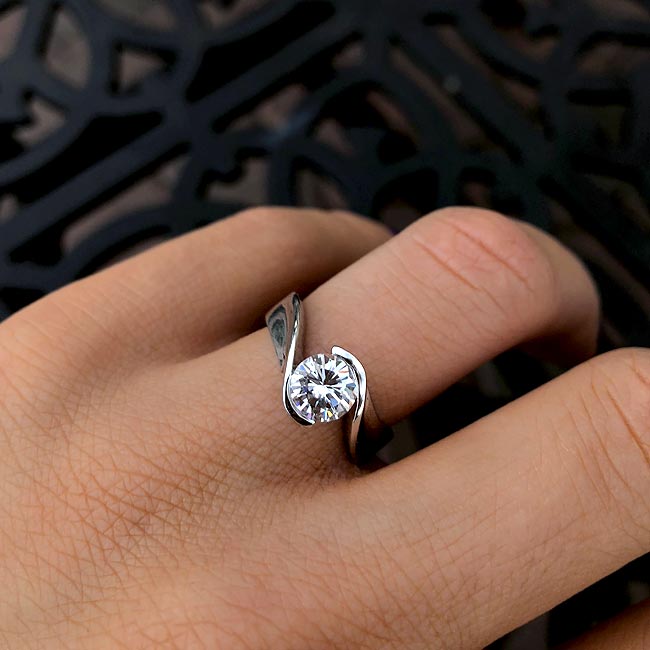 Moissanite Solitaire Bypass Engagement Ring Image 2