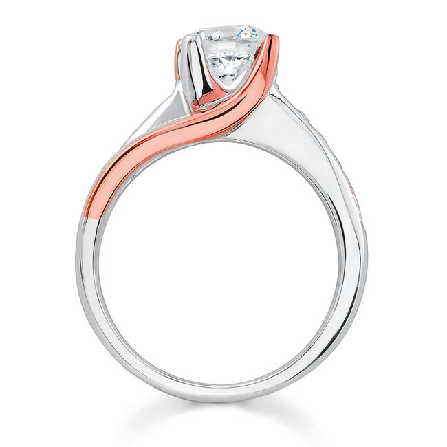 White Rose Gold 1 Ct Round Diamond Ring Image 2