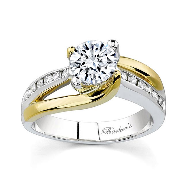 White Yellow Gold 1 Ct Round Diamond Ring