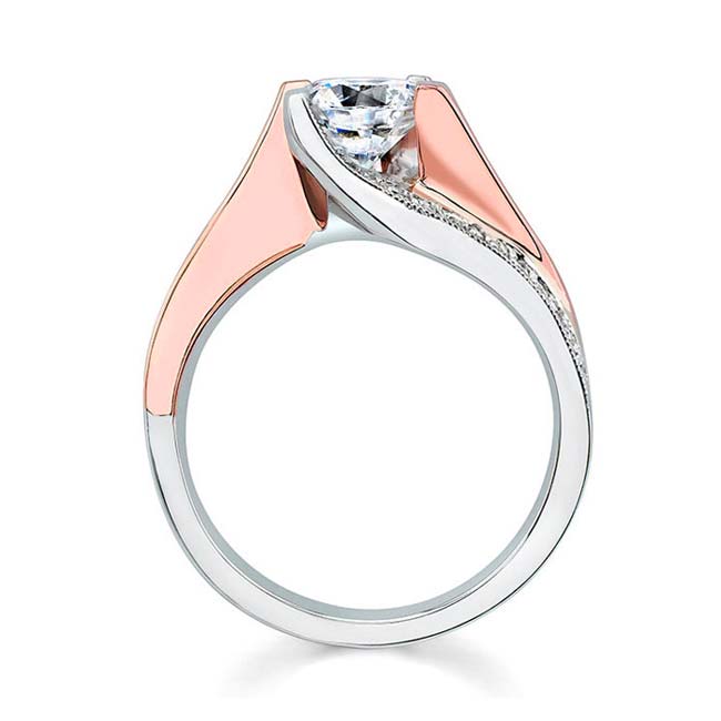 White Rose Gold Round Cut Diamond Ring Image 2