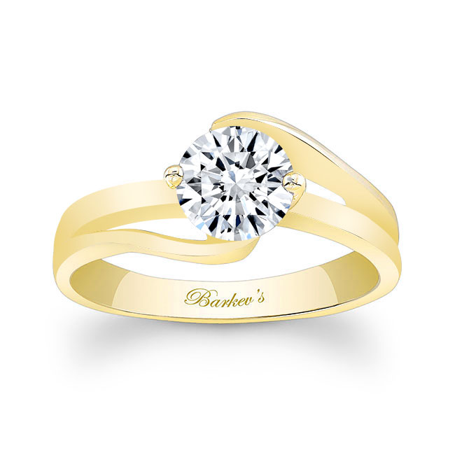 Yellow Gold Split Shank Solitaire Ring