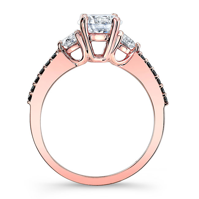 Rose Gold 3 Stone Lab Diamond Ring With Black Diamond Accents Image 2