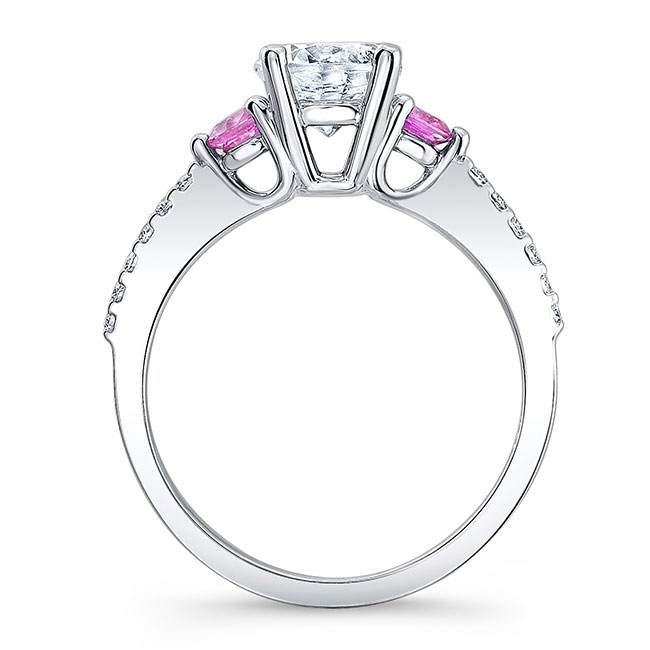 3 Stone Pink Sapphire And Lab Diamond Ring Image 2