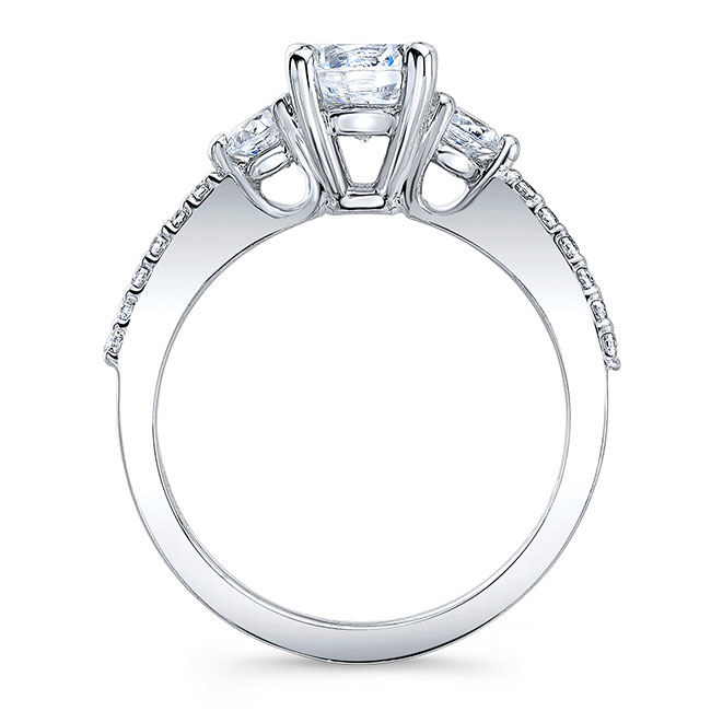 White Gold 3 Stone Wedding Ring Set Image 2