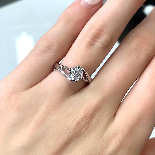 Split Band Solitaire Moissanite Engagement Ring Image 3