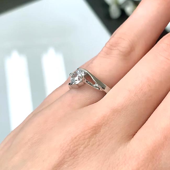 Split Band Solitaire Moissanite Engagement Ring Image 5