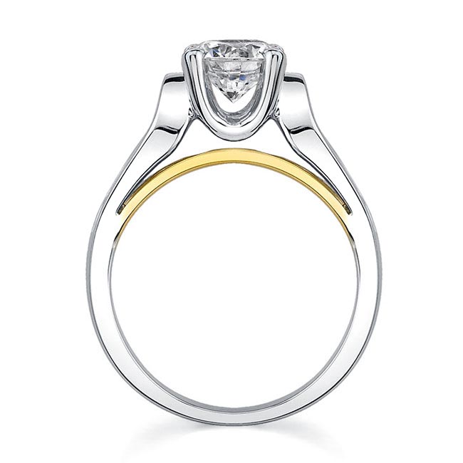 White Yellow Gold Straight Loop Solitaire Ring Image 2