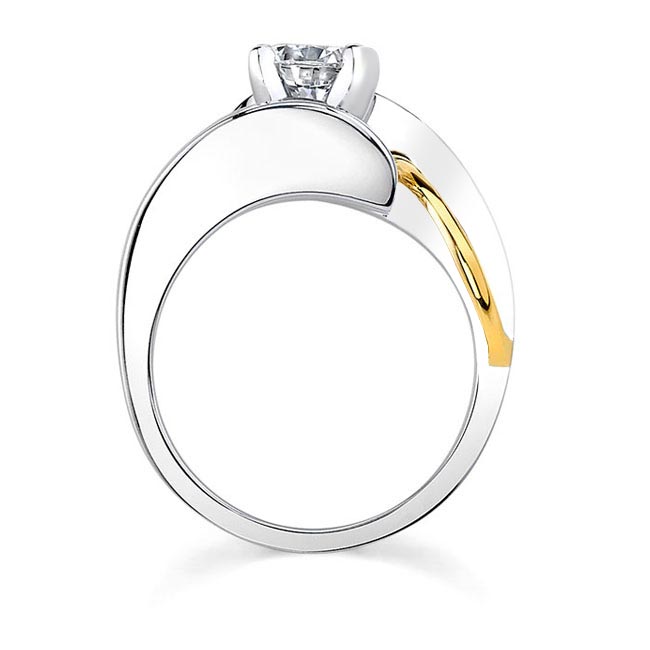 White Yellow Gold Unusual Solitaire Engagement Ring Image 2