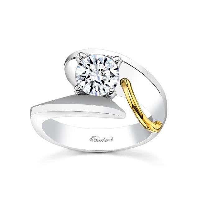 White Yellow Gold Unusual Solitaire Engagement Ring