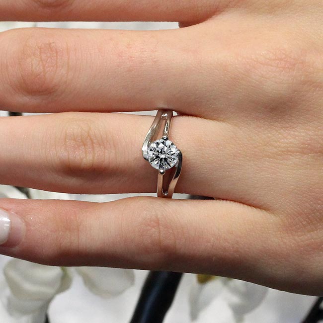 Half prong Moissanite Solitaire Ring Image 3