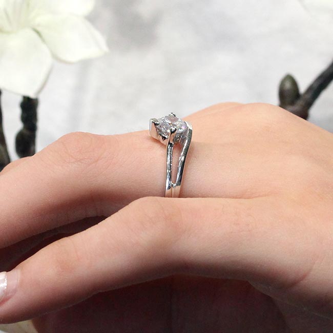 Half prong Moissanite Solitaire Ring Image 4