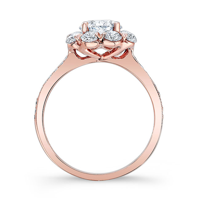 Rose Gold Flower Halo Engagement Ring Image 2