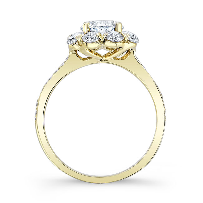 Yellow Gold Flower Halo Engagement Ring Image 2