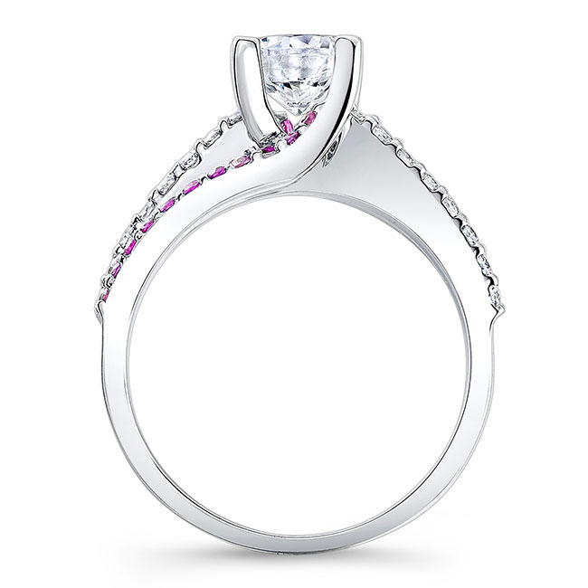 1 Carat Round Cut Pink Sapphire Accent Ring Image 2