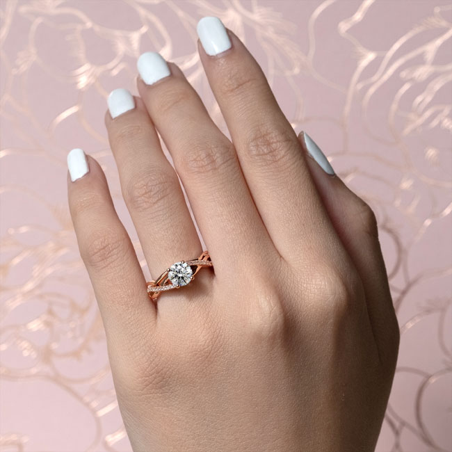 Rose Gold Simple Diamond Bridal Set Image 3