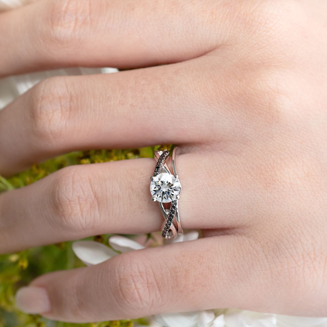 Simple Moissanite Black Diamond Accent Bridal Set Image 3