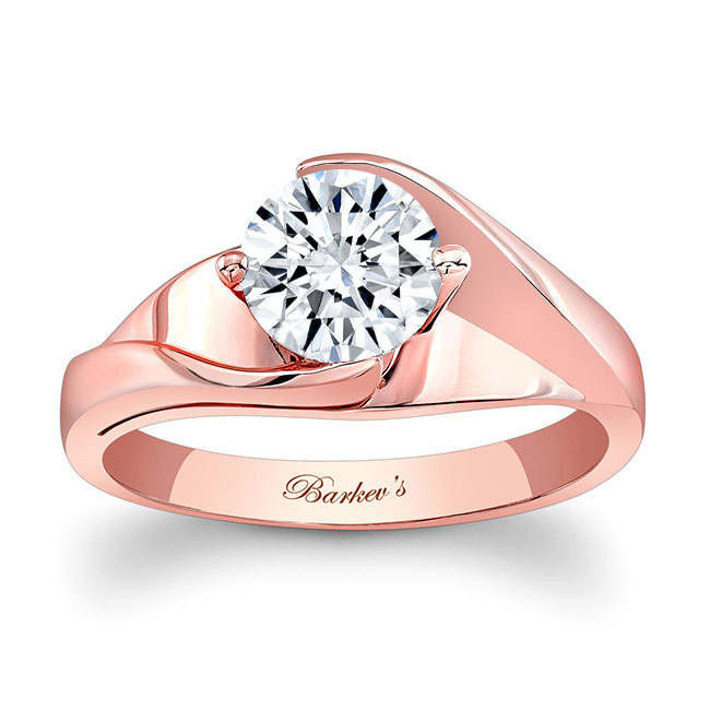 Rose Gold Half Channel Solitaire Engagement Ring