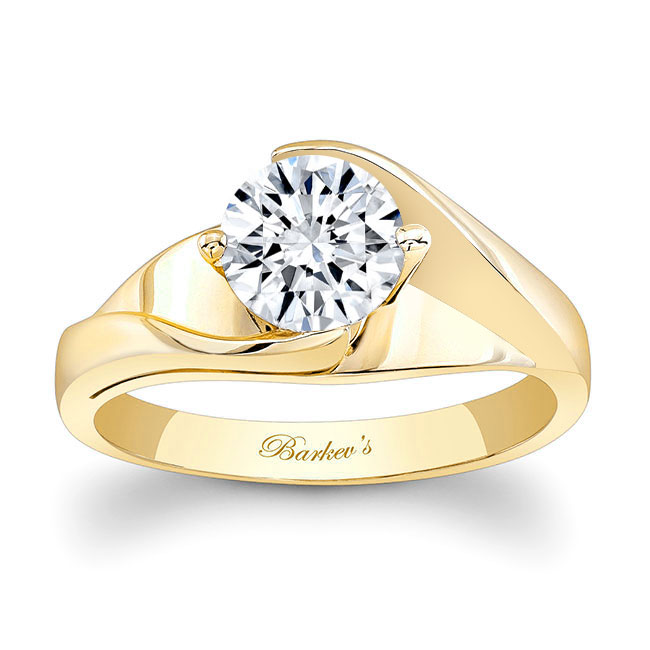 Yellow Gold Half Channel Solitaire Engagement Ring