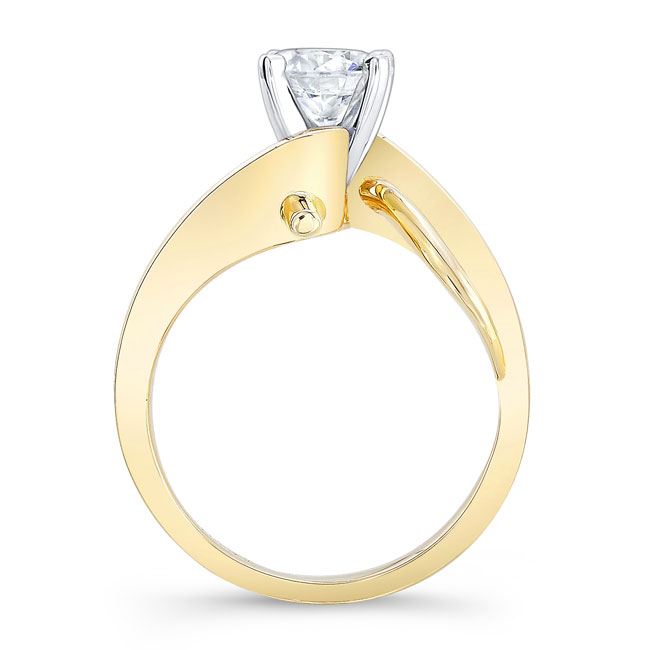 Yellow Gold Wire Accent Solitaire Ring Image 2