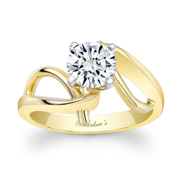 Yellow Gold Wire Accent Solitaire Ring