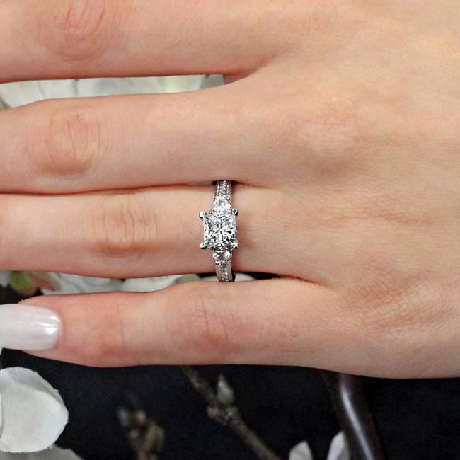 Princess Cut Moissanite Three Stone Ring Image 3