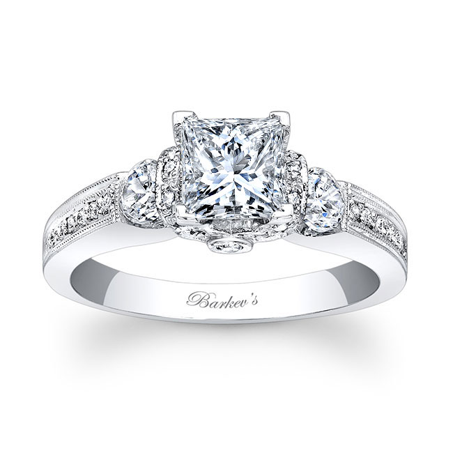 Princess Cut Moissanite Three Stone Ring