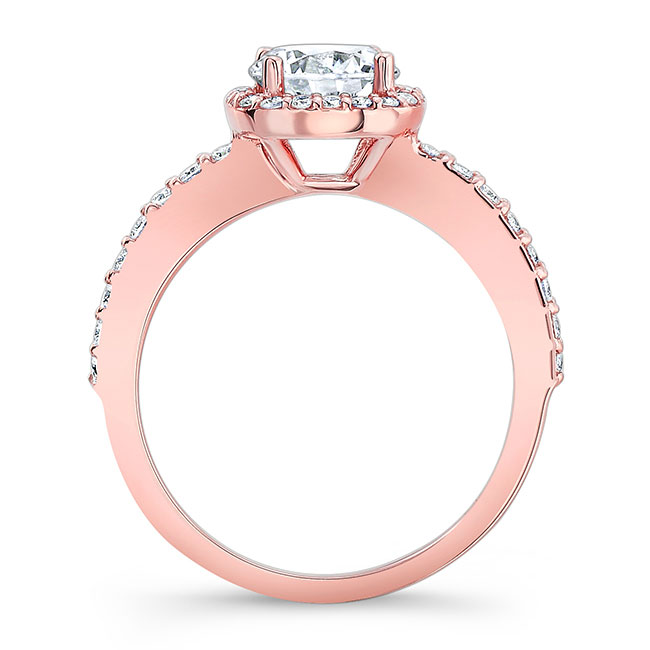 Rose Gold 1 Carat Round Lab Diamond Halo Engagement Ring Image 2