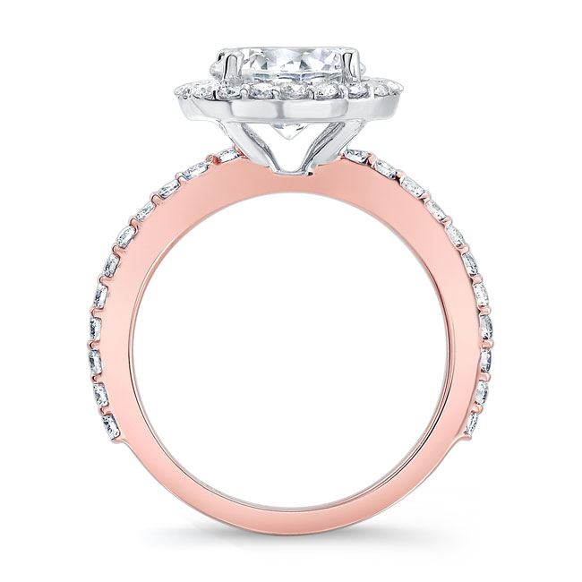 White Rose Gold 2 Carat Halo Engagement Ring Image 2