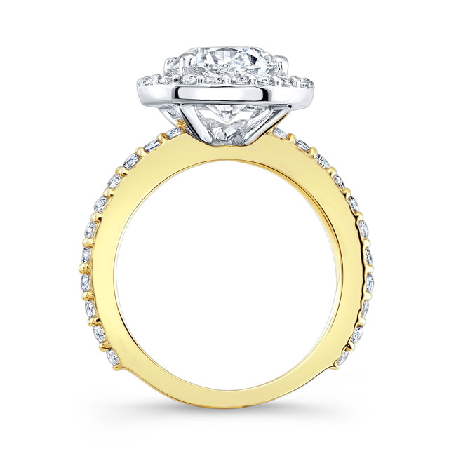 White Yellow Gold 2 Carat Halo Engagement Ring Image 2