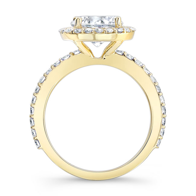 Yellow Gold 2 Carat Halo Engagement Ring Image 2