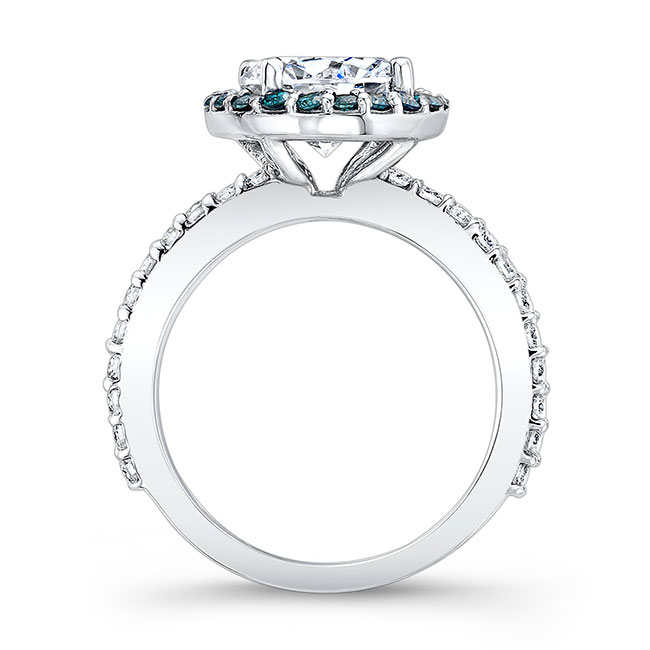 2 Carat Moissanite Halo Blue Diamond Accent Engagement Ring Image 2