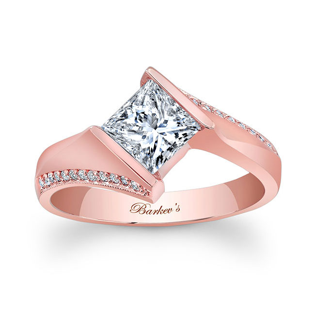 Rose Gold Princess Cut Square Diamond Ring