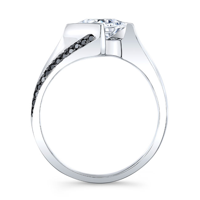 Princess Cut Square Lab Grown Diamond Ring With Black Diamonds Image 2