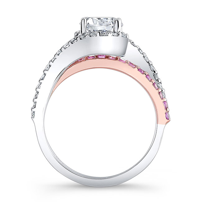 White Rose Gold 1 Carat Diamond And Pink Sapphire Ring Image 2