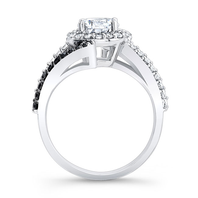 Contemporary Lab Diamond Engagement Ring With Black Diamond Accents Image 2