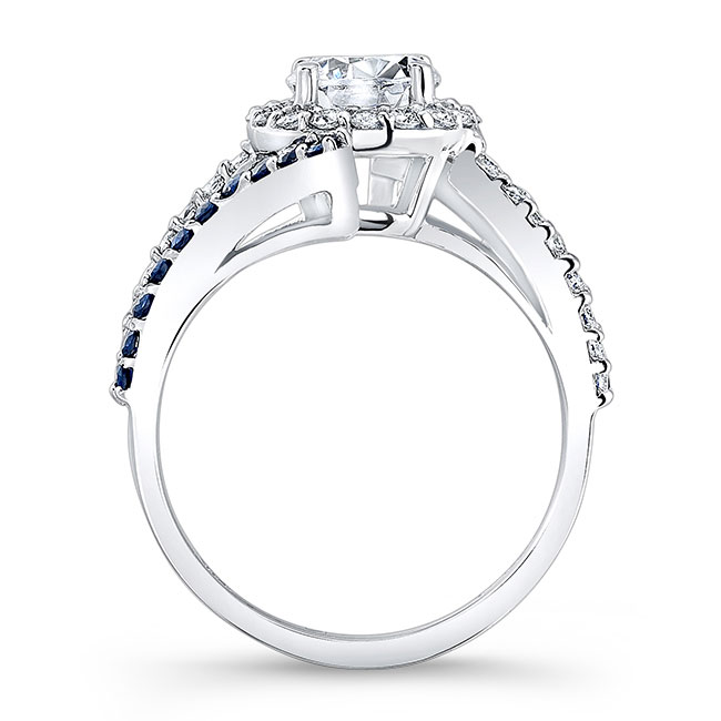 Contemporary Lab Diamond Engagement Ring With Blue Sapphire Accents Image 2