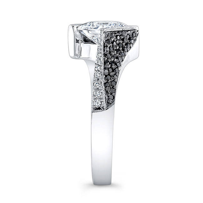 Pave Princess Cut Lab Grown Diamond Ring With Black Diamonds Image 2