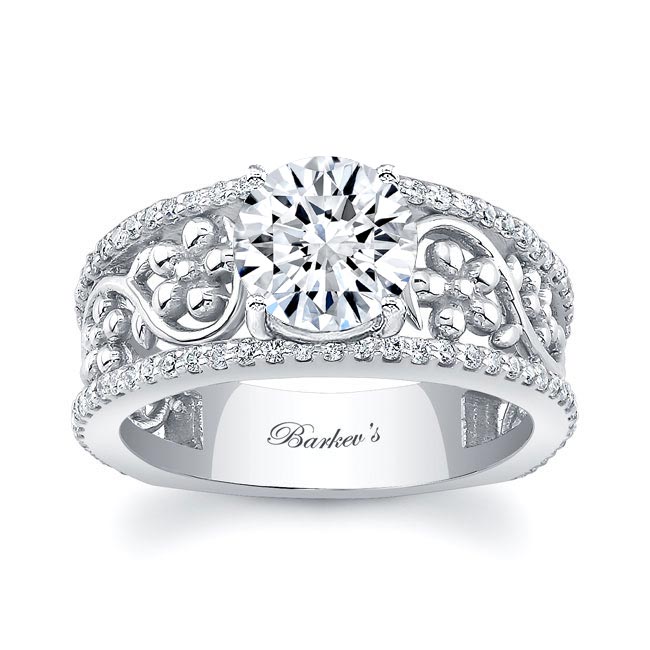 Platinum Vintage Floral 2 Carat Engagement Ring