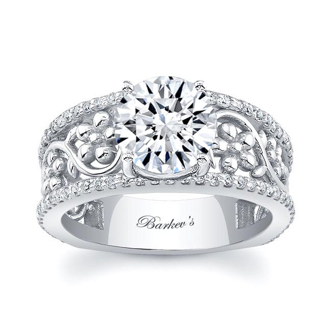 Platinum Vintage Floral 3 Carat Engagement Ring