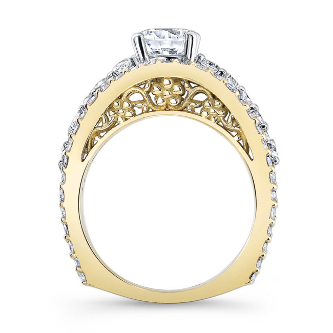 White Yellow Gold Art Deco Diamond Ring Image 2