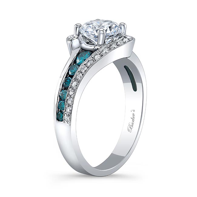 Unique Blue Diamond Accent Engagement Ring Image 2