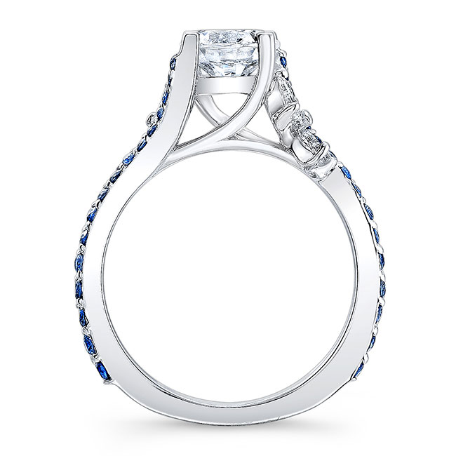 1 Carat Round Lab Diamond Ring With Blue Sapphire Accents Image 2