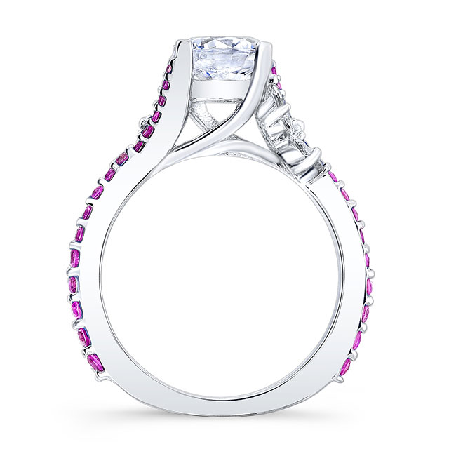 1 Carat Round Lab Diamond Ring With Pink Sapphire Accents Image 2