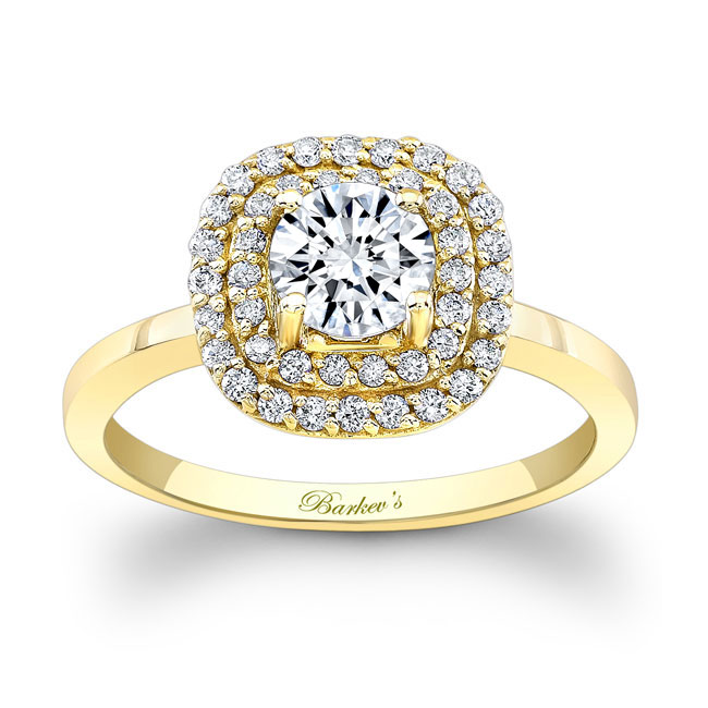 Yellow Gold Double Halo Engagement Ring