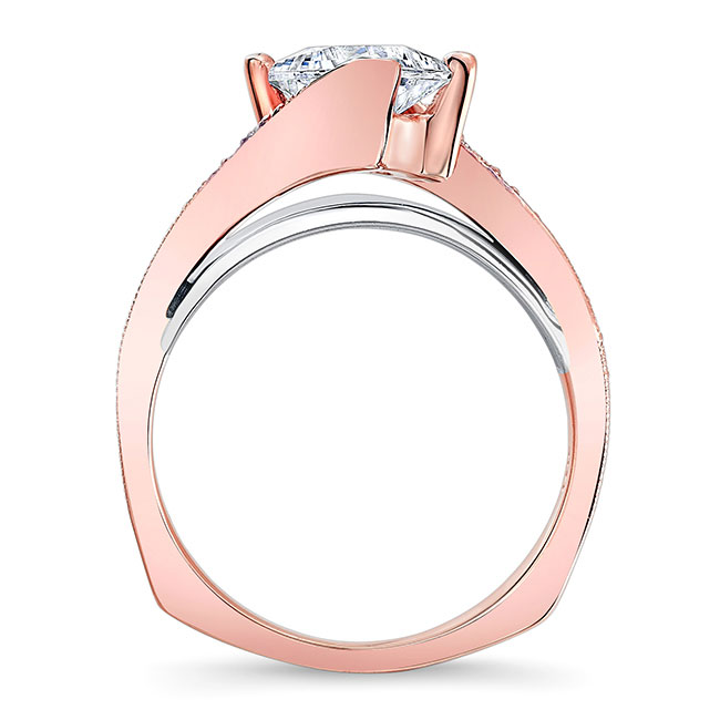 Rose Gold 1 Carat Princess Cut Lab Grown Diamond Engagement Ring Image 2