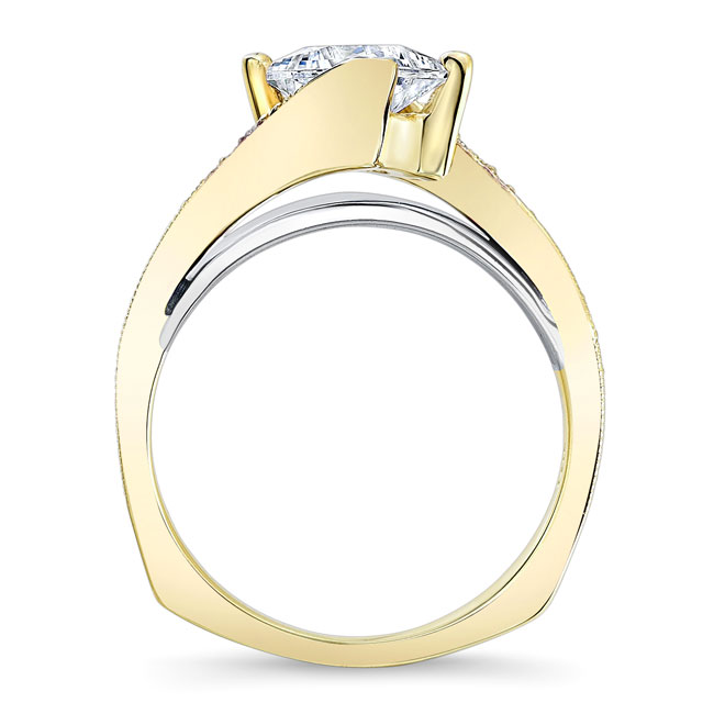 Yellow Gold 1 Carat Princess Cut Moissanite Engagement Ring Image 2